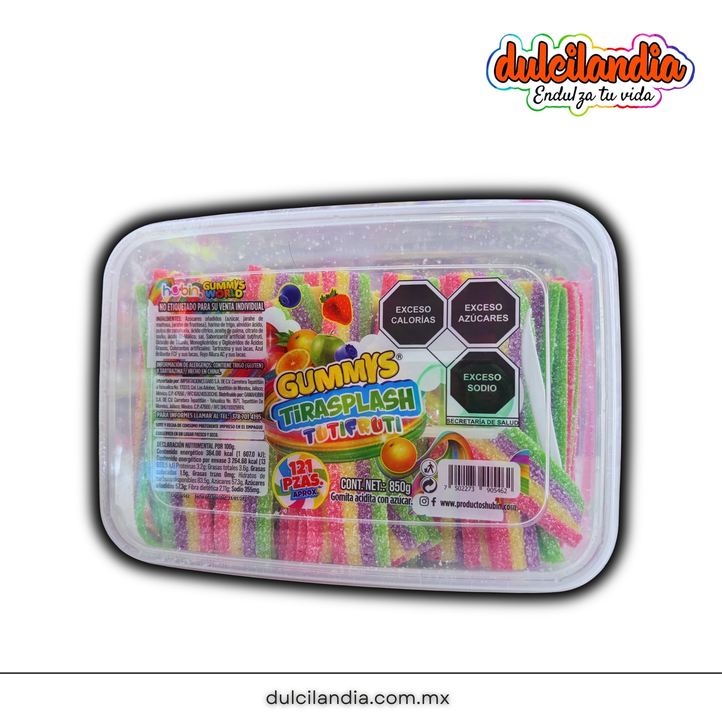 Gomitas Gummy Tirasplash Tutti Frutti HUBIN Exhibidor c/121