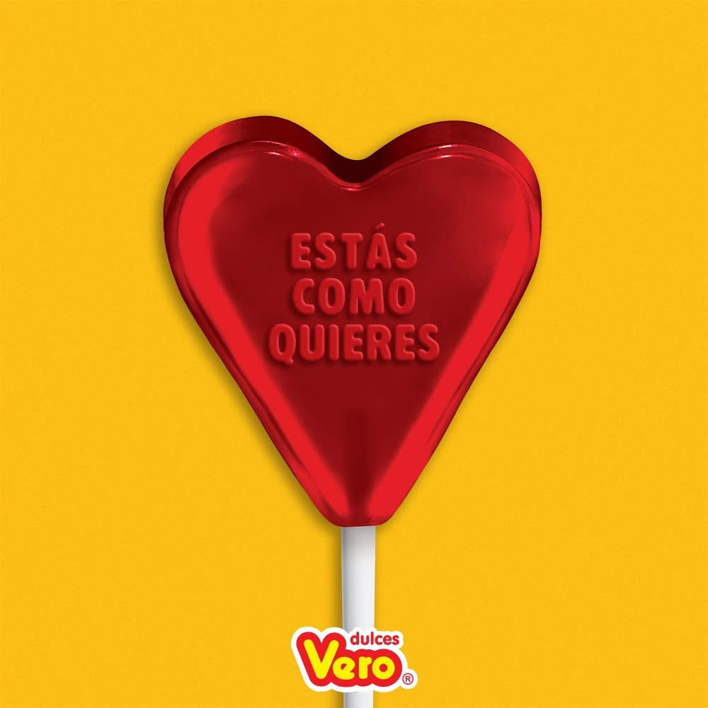 1 Promo Paletas Corazón Cupido Cereza 14g VERO Bolsa c/40