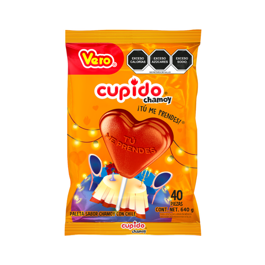 Paletas Corazón Cupido Chamoy 16g VERO Bolsa c/40