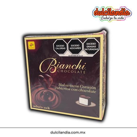 Malvaviscos con Chocolate Bianchi Corazón DE LA ROSA Caja c/50