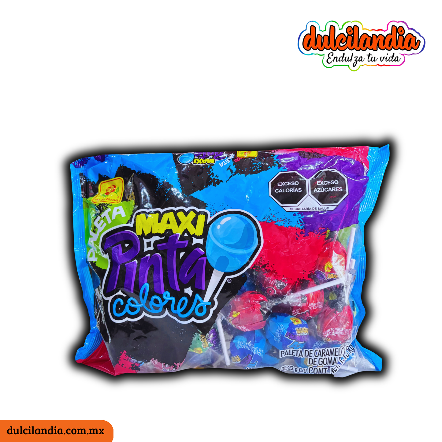 Paletas Maxi Pinta Colores Surtida 23g DE LA ROSA Bolsa c/50