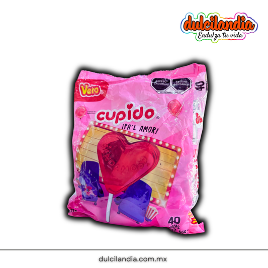 1 Promo Paletas Corazón Cupido Cereza 14g VERO Bolsa c/40
