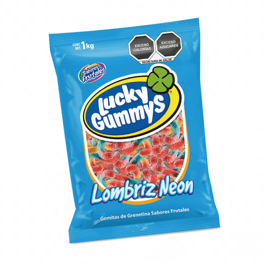 Gomitas Lombriz Neón LUCKY GUMMYS Bolsa 1Kg