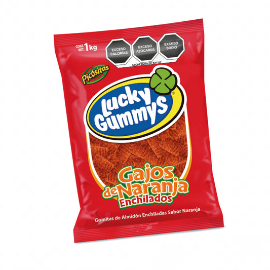 Gomitas Gajos de Naranja Enchilados LUCKY GUMMYS Bolsa 1Kg