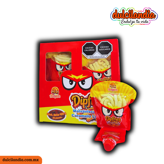 Dipfries Malvavisco con Caramelo Líquido 20g TINAJITA Exhibidor c/20
