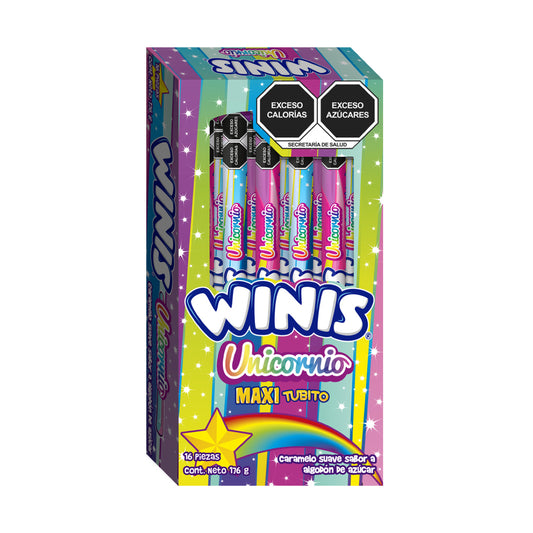 Caramelos Suaves Unicornio MaxiTubito 11g WINIS Caja c/16