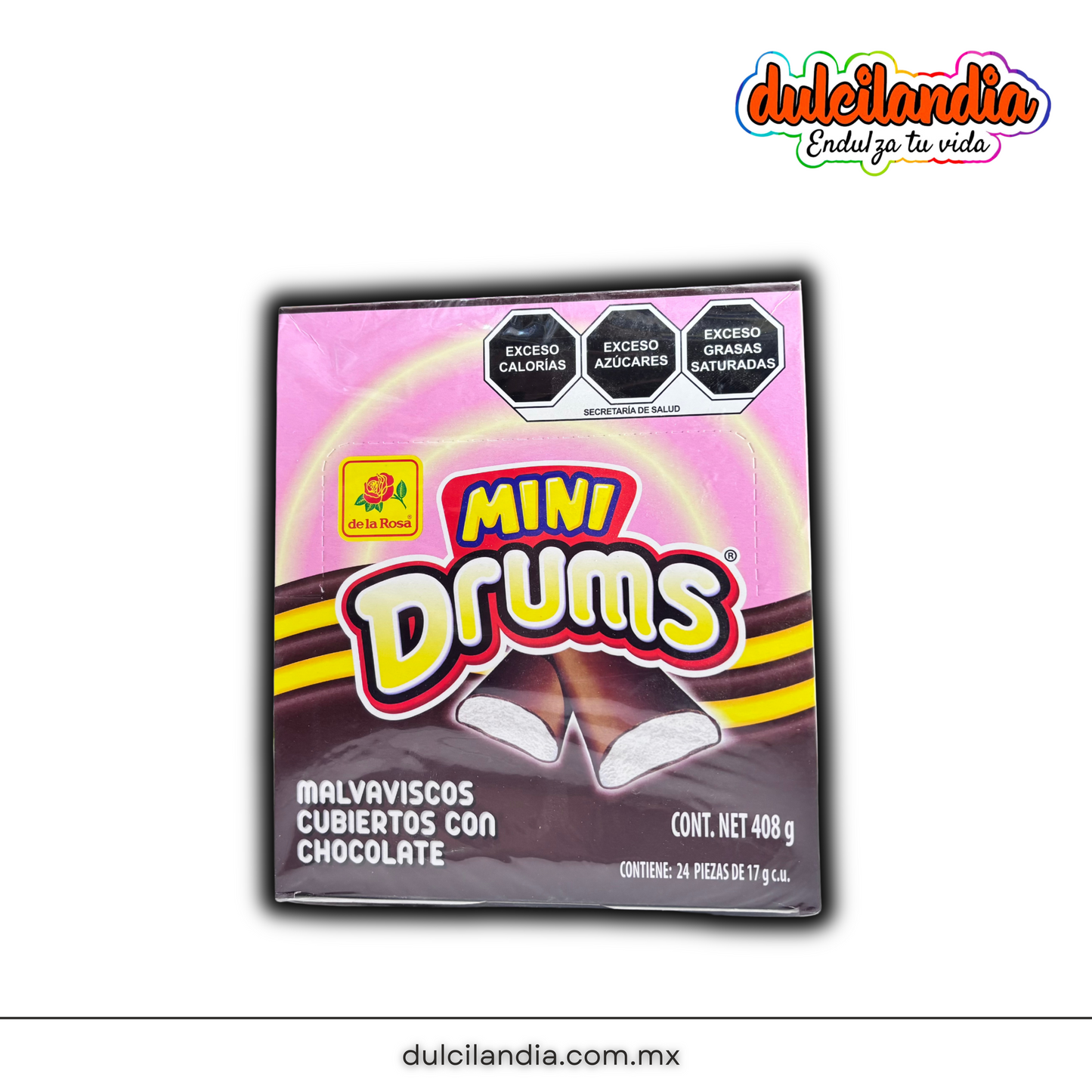 Malvaviscos con Chocolate Mini Drums 17g DE LA ROSA Caja c/24
