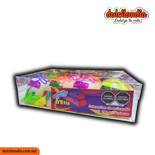 Calaveras de Azúcar / Calaveritas de Azúcar Medianas DIA DE MUERTOS Caja c/8