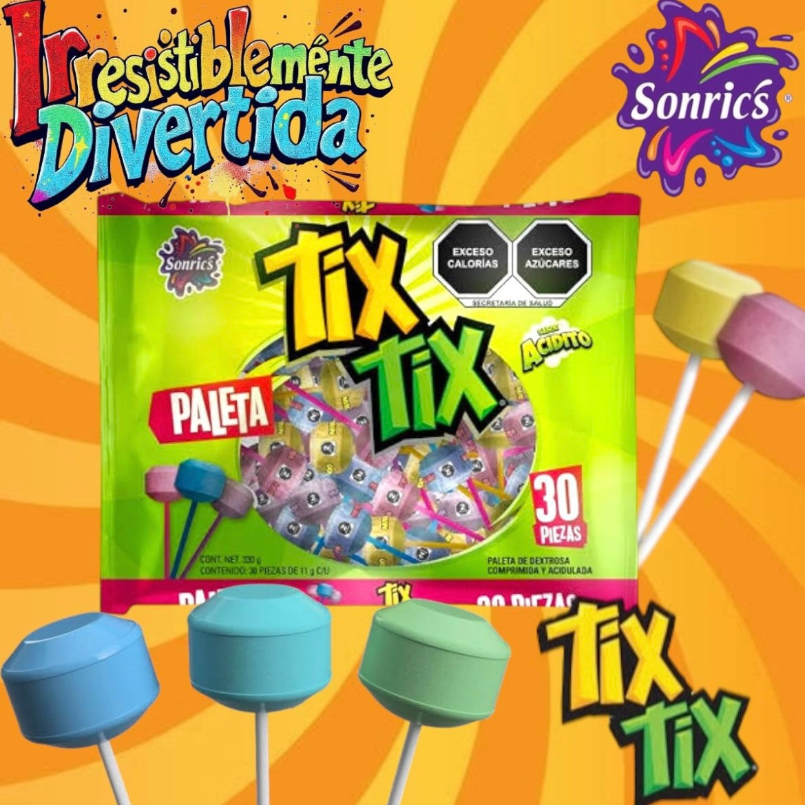 Paletas Tix Tix 11g SONRIC’S Bolsa c/30