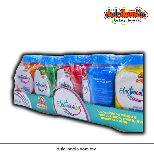 Caramelos Líquidos Electrocolors Surtido 50ml TINAJITA Exhibidor c/12