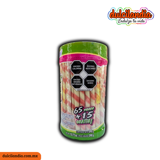 Barquillos Wafer Stick Fresa LAS DELICIAS Vitrolero c/80