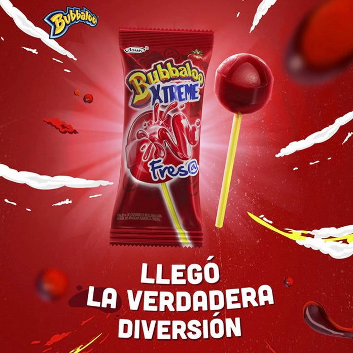 Paletas Bubbaloo Xtreme Fresa 16.6g MONDELĒZ Bolsa c/20