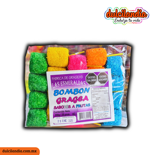 Paleta Bombón Gragea Colores 10g LAS ESMERALDAS Bolsa c/20
