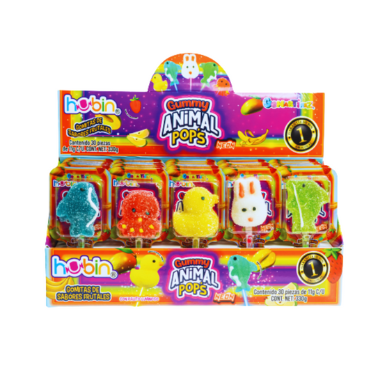 Gomitas Gummy Animal Pop’s Neón 11g HUBIN Exhibidor c/30