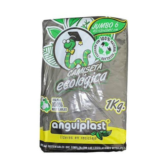 Bolsas Negras Camiseta JUMBO 6 ANGUIPLAST Bolsa 1Kg