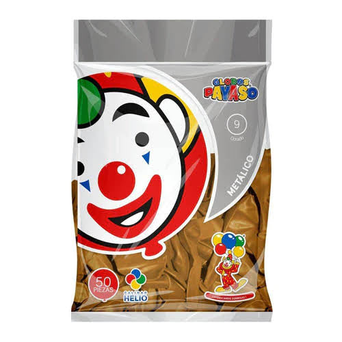 Globos #9 Dorado Metálico GLOBOS PAYASO Bolsa c/50