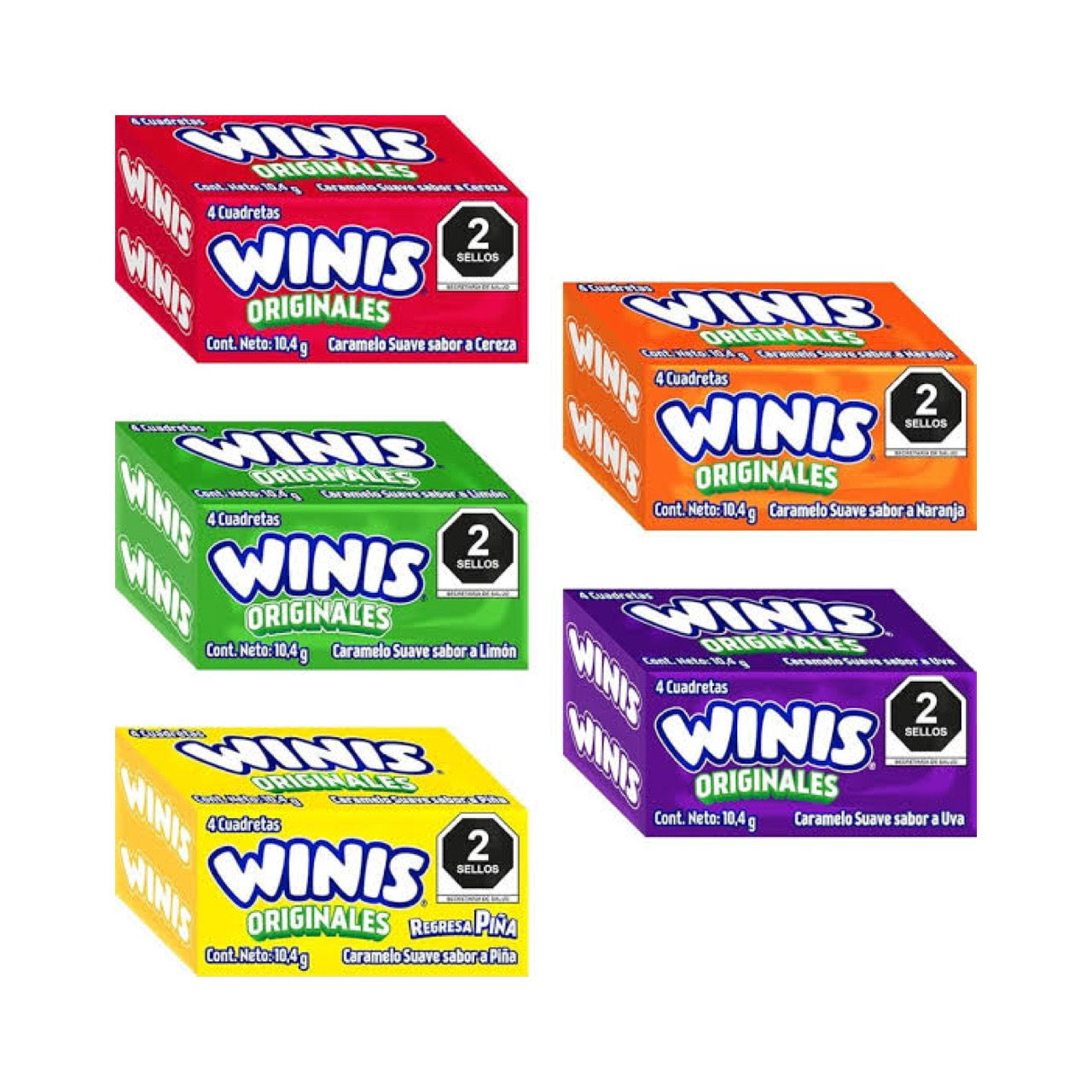 Caramelos Suaves Cuadretas Tubos 10.4g WINIS Caja c/32