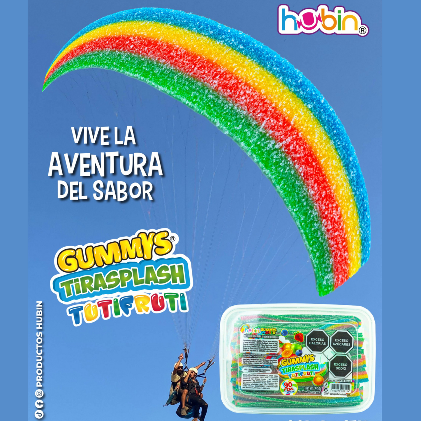 Gomitas Gummy Tirasplash Tutti Frutti HUBIN Exhibidor c/121