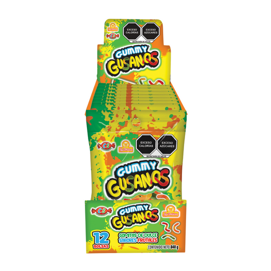 Gomitas Gummy Gusanos 70g LAS DELICIAS Exhibidor c/12