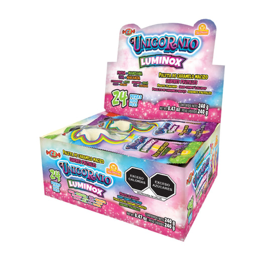 Paletas Unicornio Luminox 10g LAS DELICIAS Caja c/24