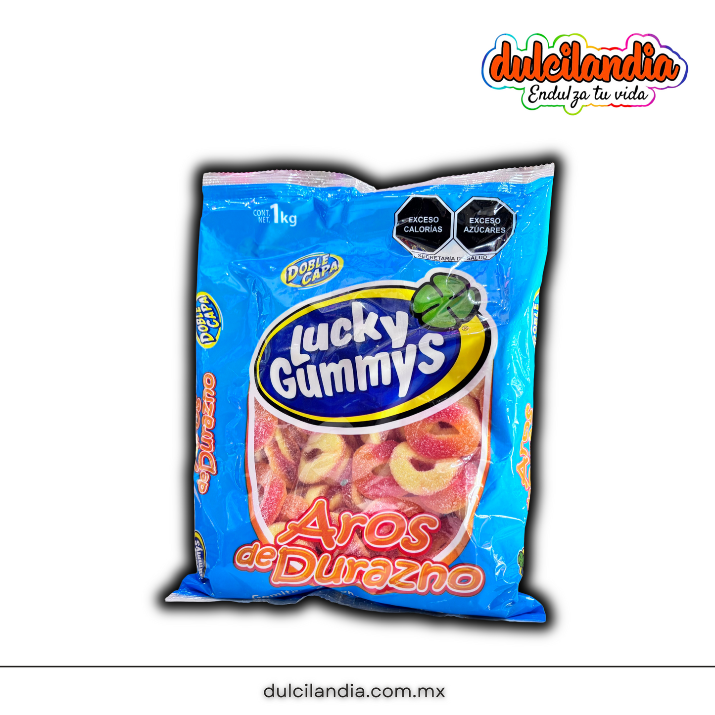 Gomitas Aros de Durazno LUCKY GUMMYS Bolsa 1Kg