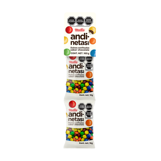 Chocolates Confitados Andinetas Mix Sobres 16g MONTES Tira c/10