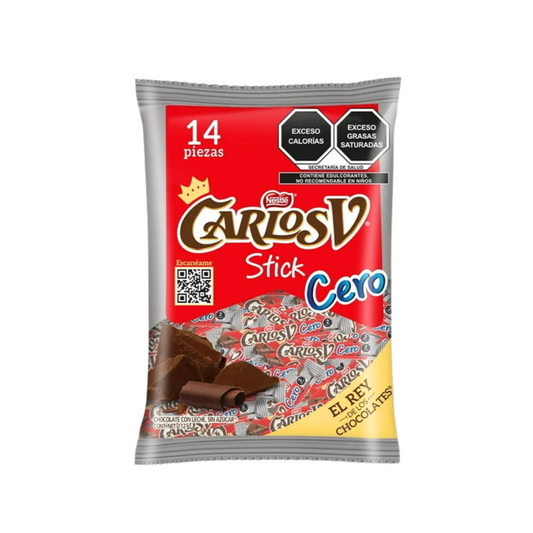 Chocolates Carlos V Stick Cero / Sin Azúcar 8g NESTLÉ Bolsa c/20