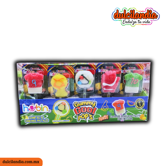 Gomitas Gummy Gool Mundial Futbol Pop’s Neón 11g HUBIN Exhibidor c/30