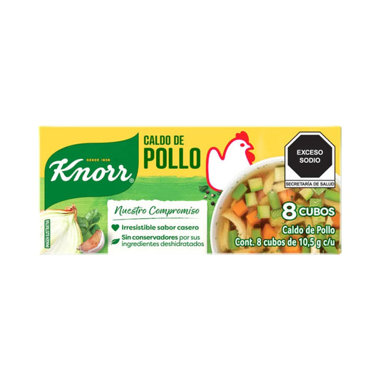 Sazonador Caldo de Pollo Suiza Cubos 10.5g KNORR Caja c/8