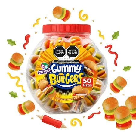 Gomitas Gummy Burger 9g CANDY BOX Vitrolero c/50