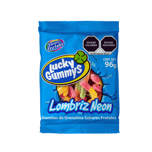 Gomitas Lombriz Neón LUCKY GUMMYS Sobre 96g