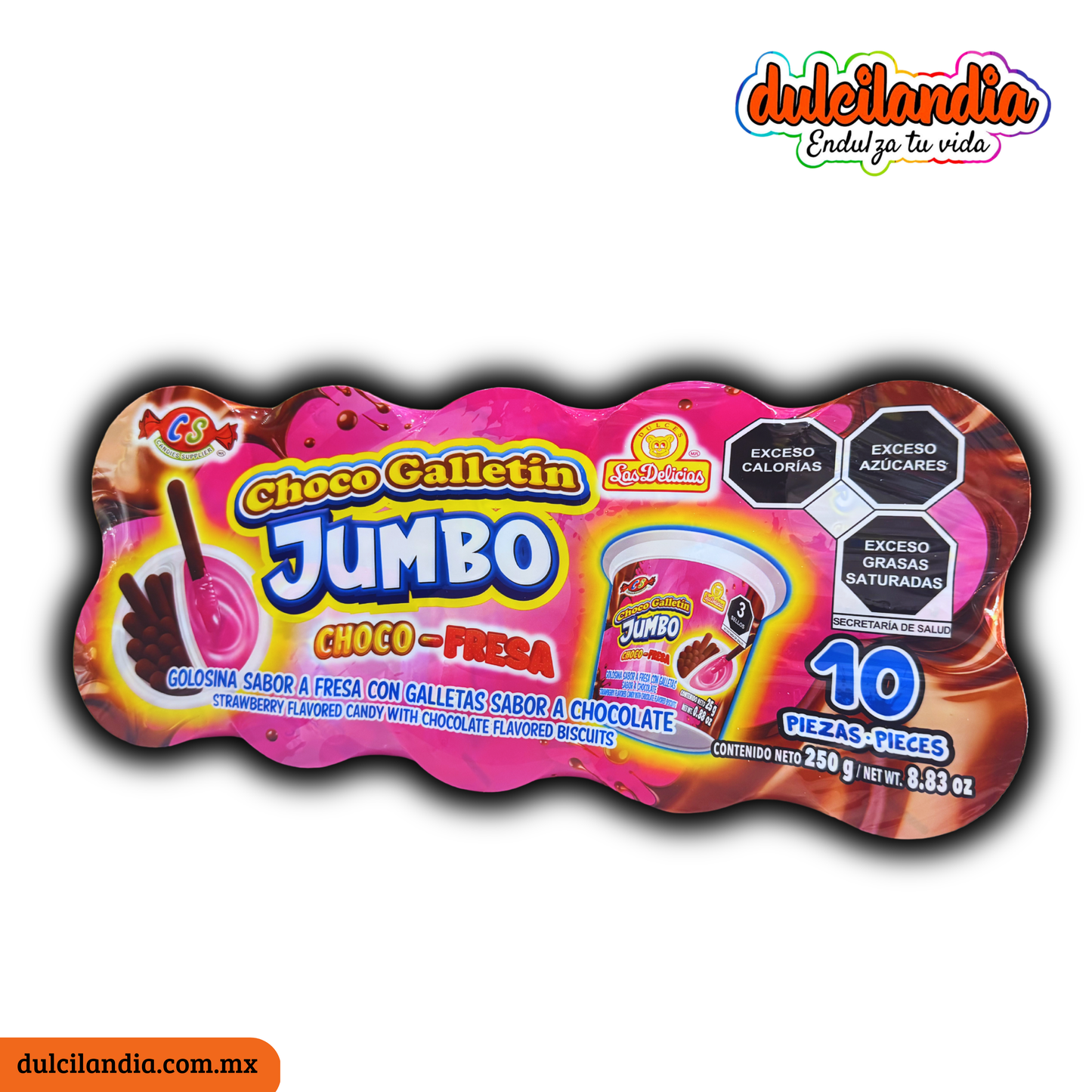 Choco Galletín Jumbo Choco-Fresa 25g LAS DELICIAS Empaque c/10