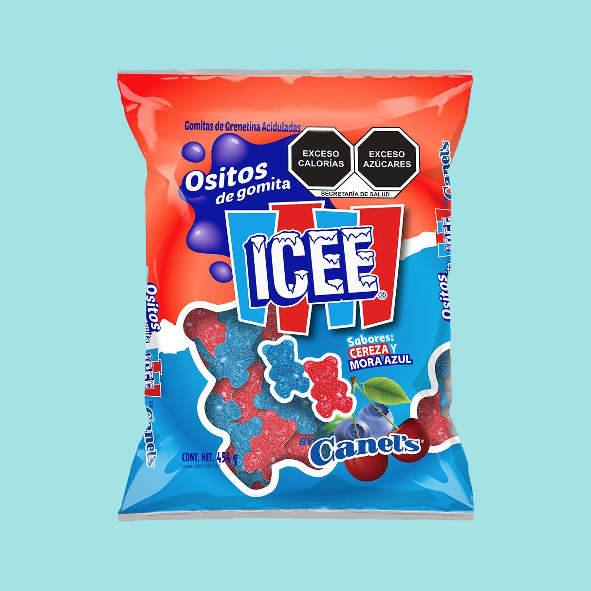 Gomitas ICEE Ositos Bisabor Cereza y Mora Azul CANEL’S Bolsa 454g c/150 Aprox.
