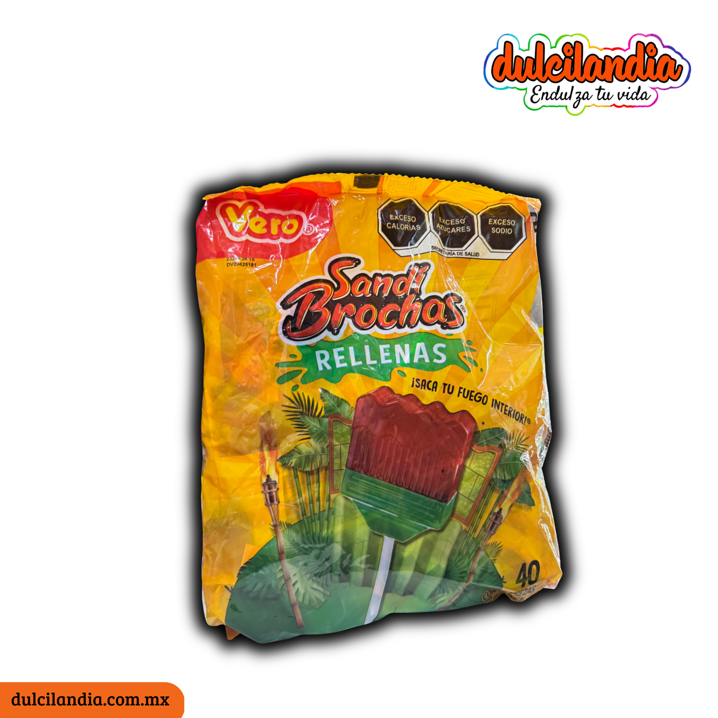 Paletas Sandi Brochas Rellenas Sandía 14g VERO Bolsa c/40