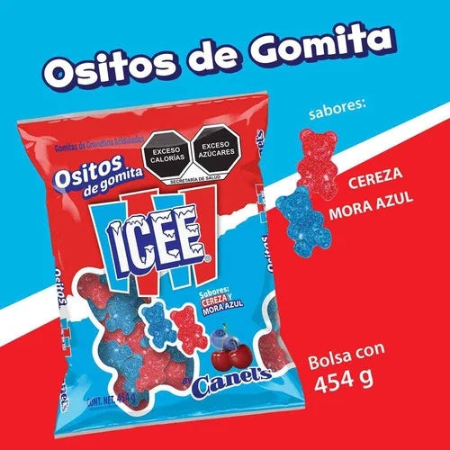 Gomitas ICEE Ositos Bisabor Cereza y Mora Azul CANEL’S Bolsa 454g c/150 Aprox.