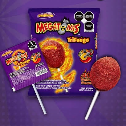 Paletas Megatonas TriFuego 14g DULCES CHOMPYS Bolsa c/40