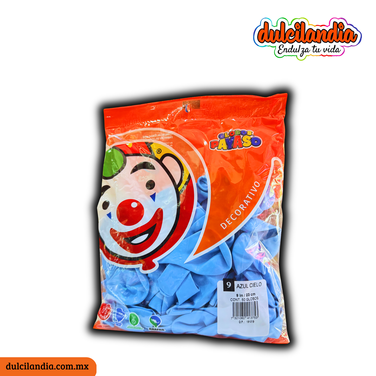 Globos #9 Azul Cielo GLOBOS PAYASO Bolsa c/50