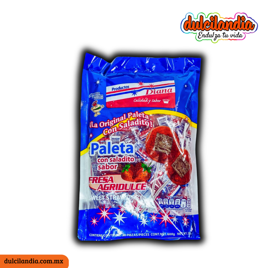 Paleta Saladito Fresa Agridulce 20g DIANA Bolsa c/30