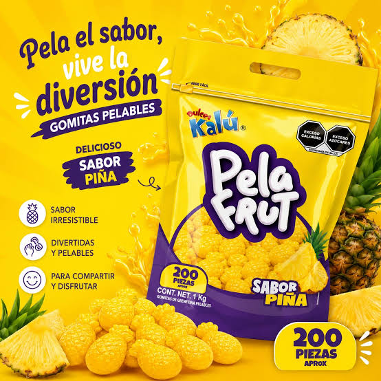 Gomitas Pelables Pela Frut Piña KALÚ Bolsa c/200