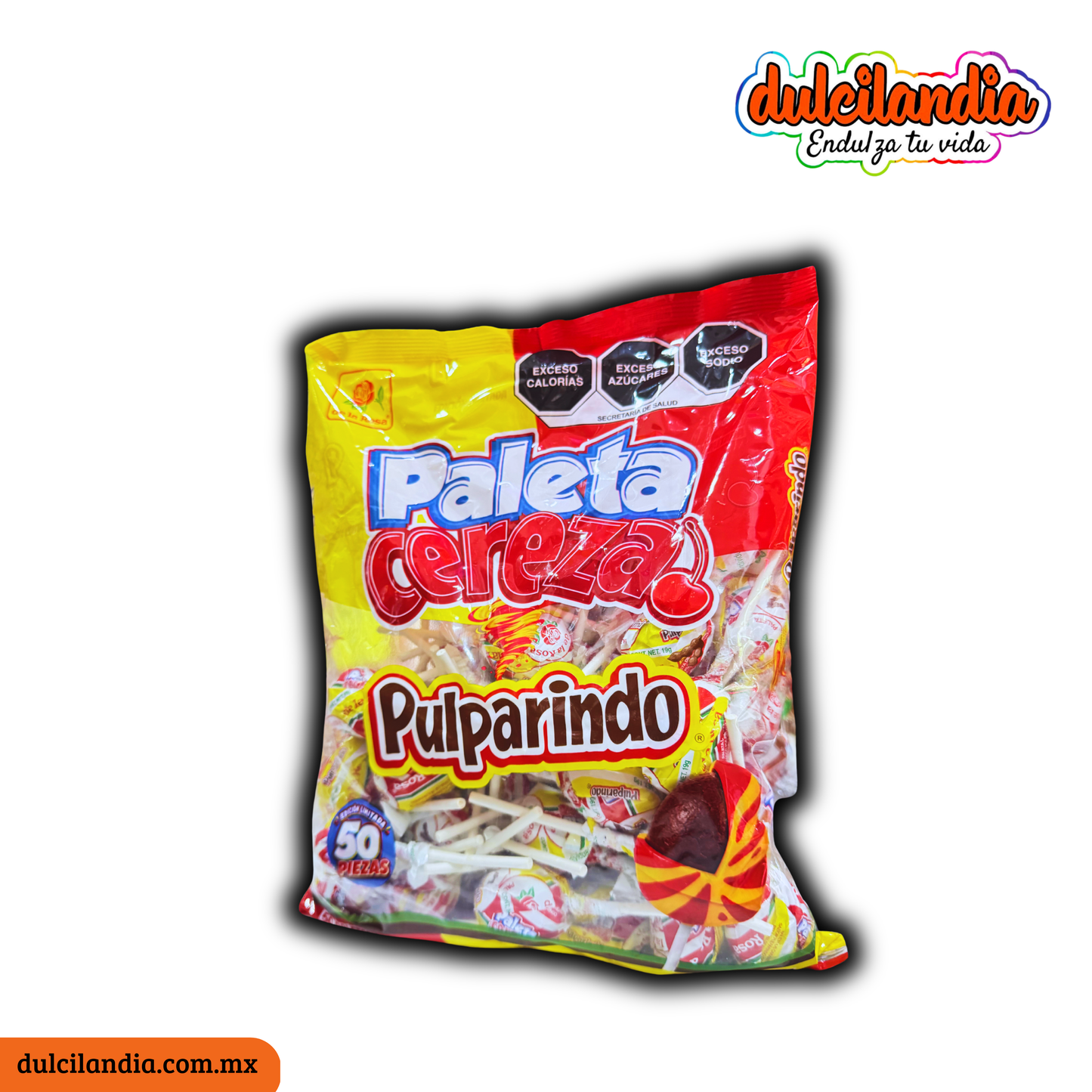 Paleta Cereza Pulparindo 19g DE LA ROSA Bolsa c/50