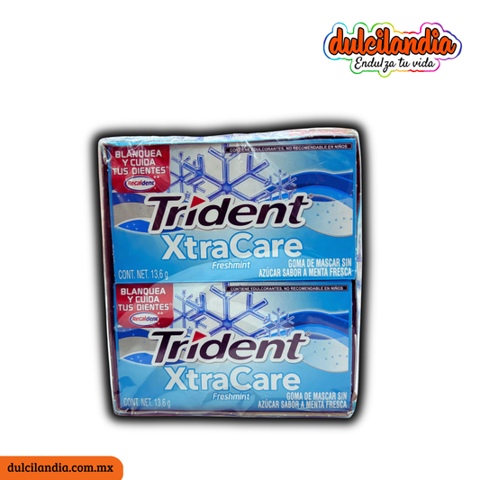 Chicles Trident XtraCare Freshmint 13.6g MONDELĒZ Caja c/12