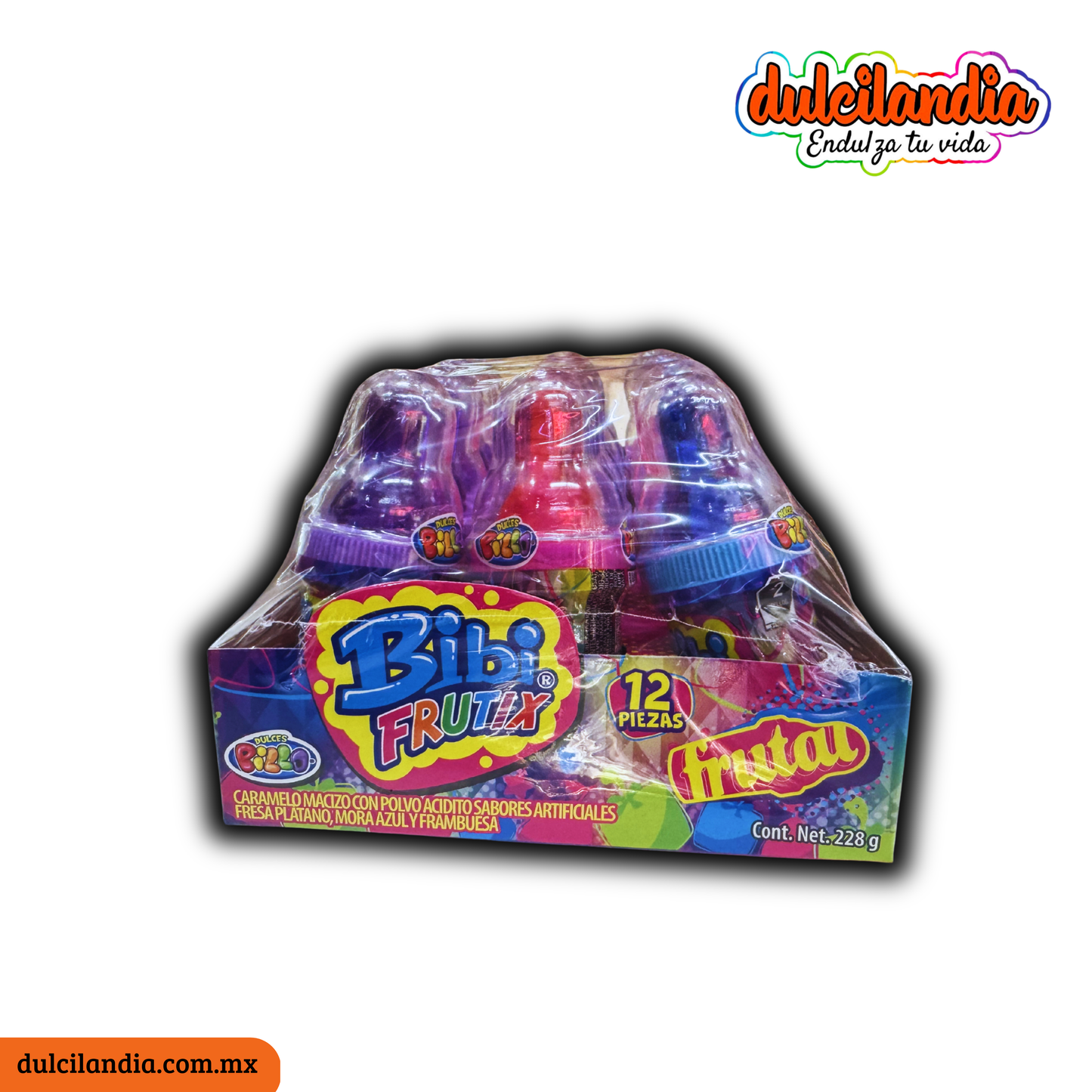 Bibi Frutix Caramelo con Polvo Frutal 19g DULCES PILLO Caja c/12
