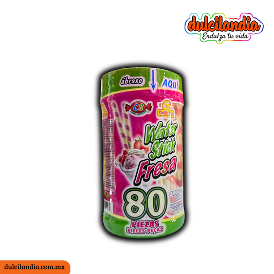 Barquillos Wafer Stick Fresa LAS DELICIAS Vitrolero c/80