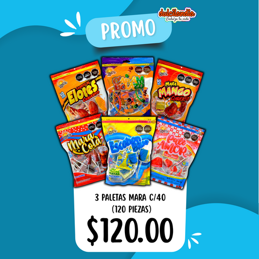 1 Promo 3 Paletas MARA c/40 (120 Piezas)