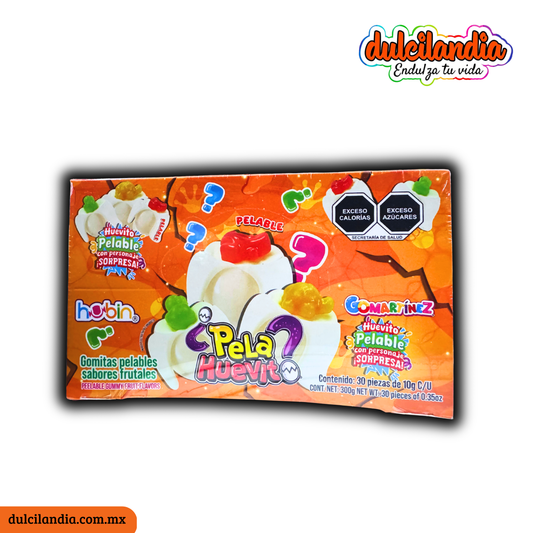 Gomitas Pelables Pela Huevito 10g HUBIN Exhibidor c/24