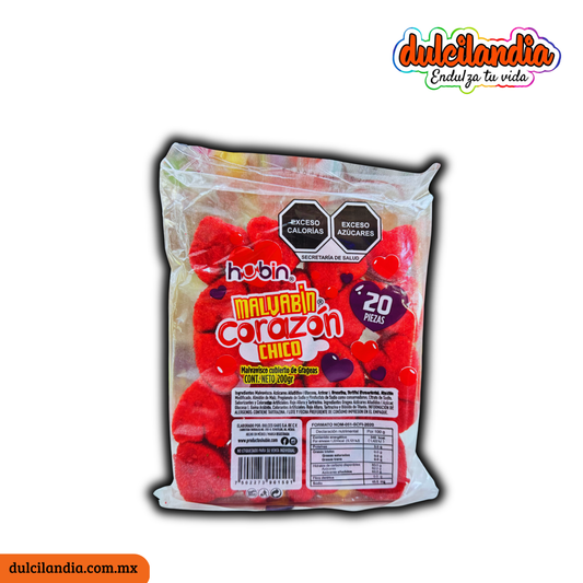 Bombones Malvaviscos con Gragea Malvabin Corazón Chico 10g HUBIN Bolsa c/20