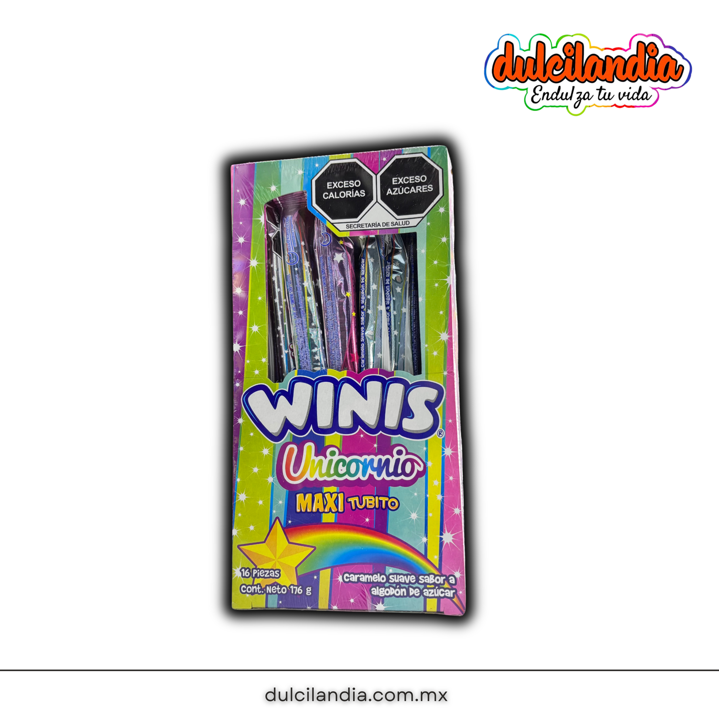 Caramelos Suaves Unicornio MaxiTubito 11g WINIS Caja c/16