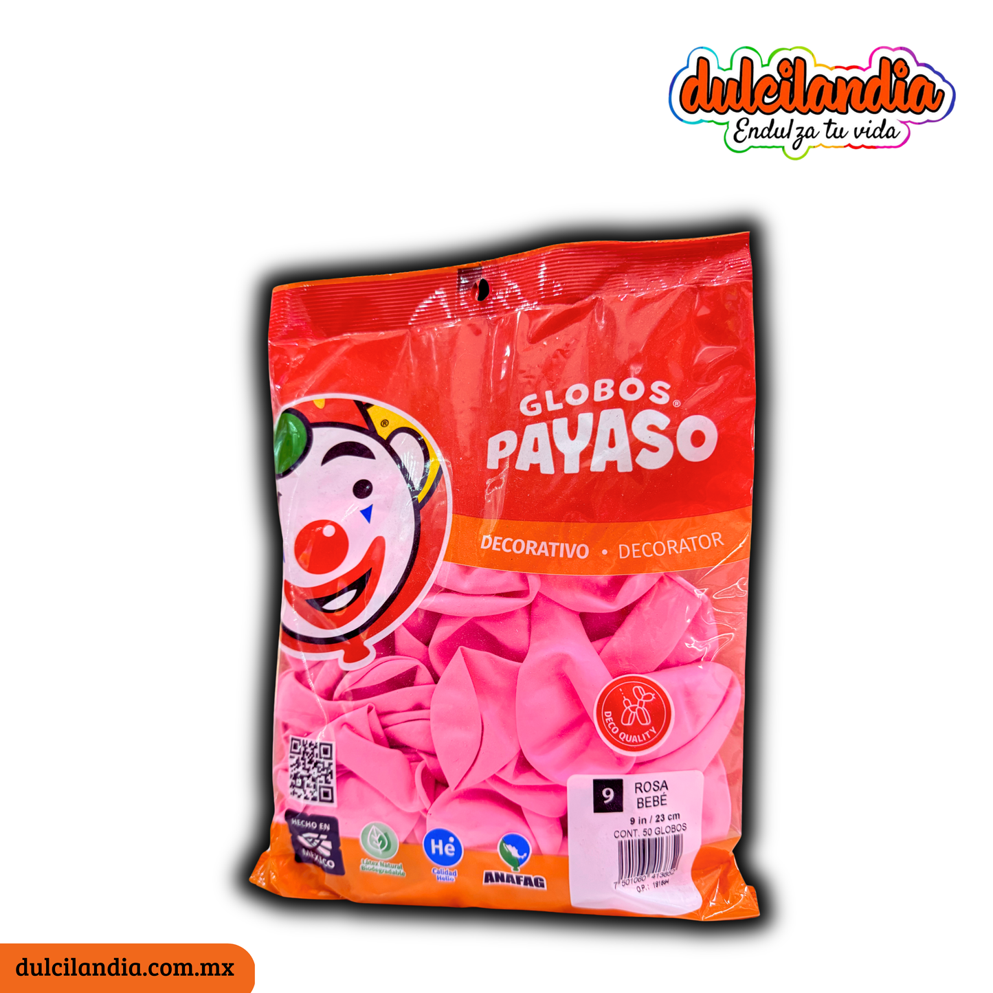 Globos #9 Rosa Bebé GLOBOS PAYASO Bolsa c/50