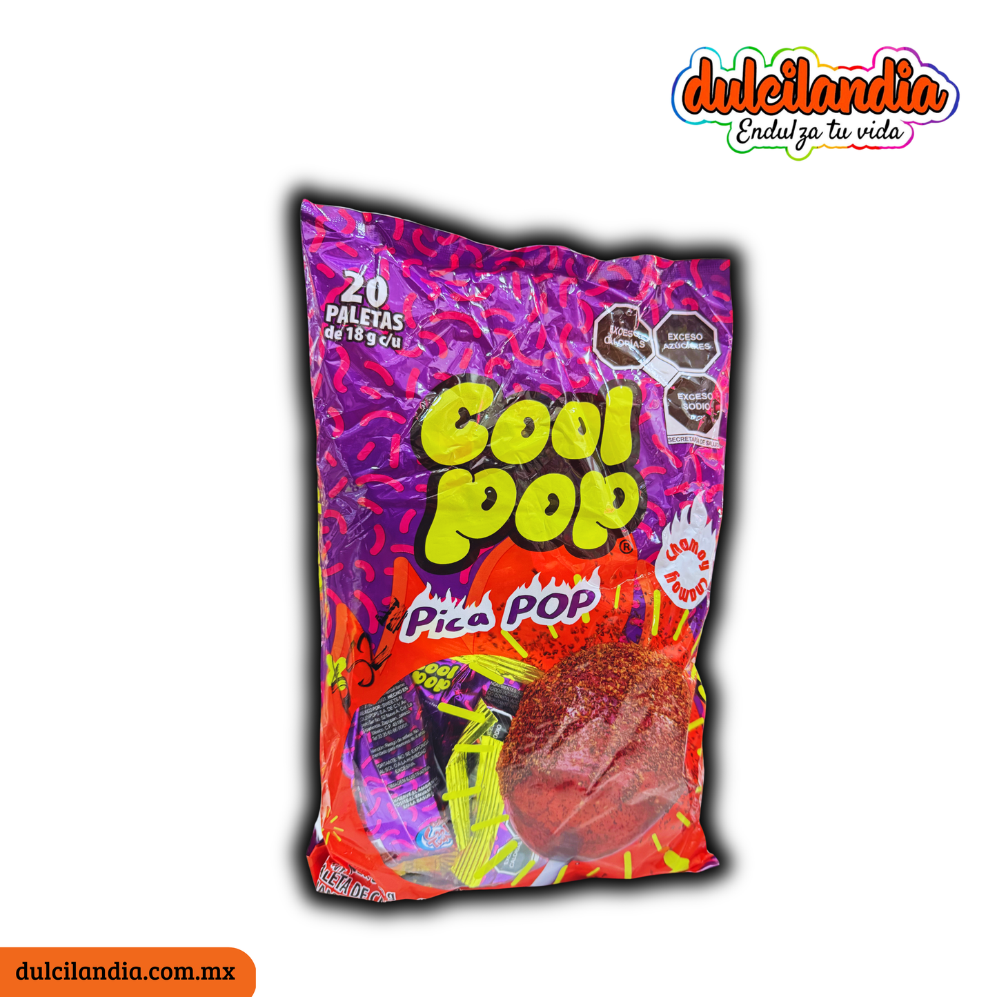 Paletas Cool Pop Pica Pop Chamoy 18g COOL TOONS Bolsa c/20