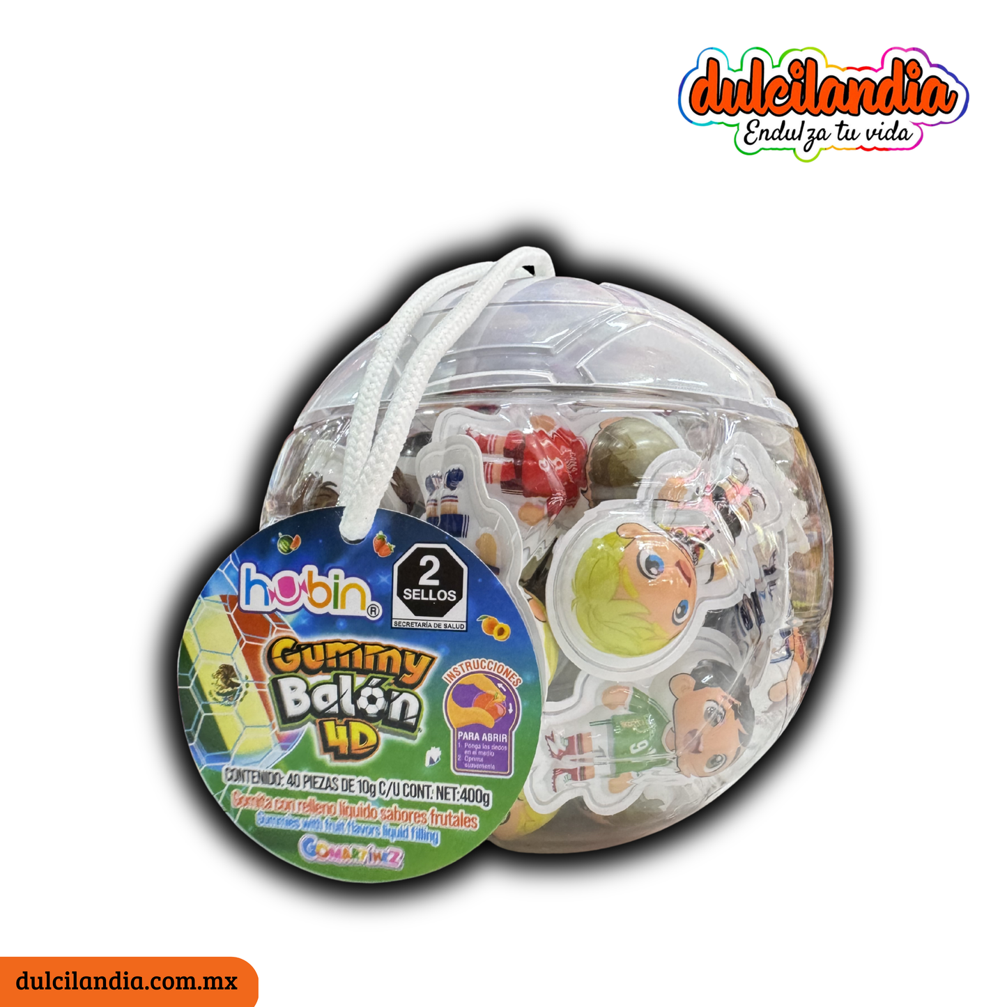 Gomitas Gummy Balón 4D Rellenos 10g HUBIN Vitrolero c/40